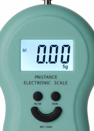 Macro pantalla LCD balanza colgante portátil verde menta, display iluminado precisión 5g, diseño compacto

