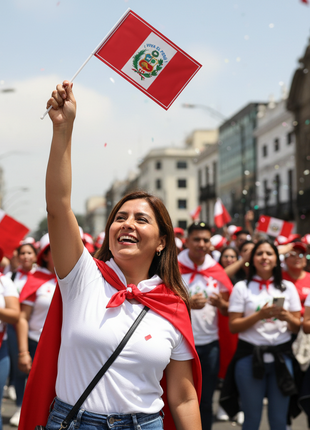 BANDERA DEL PERU (banderin 21cm x 35 cm)