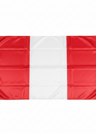 Bandera del Perú 70x42 cm tela satinada rojo y blanco franjas verticales decoración