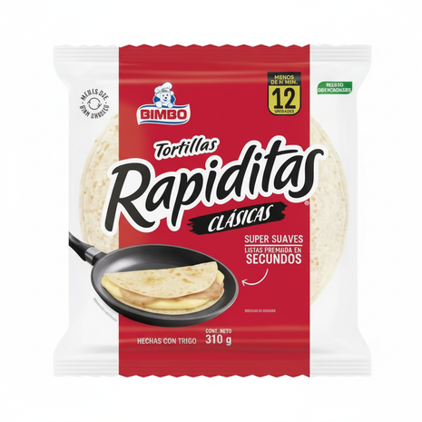 Bimbo Tortillas Rapiditas Clásicas - Fondo Blanco