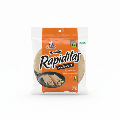 Bimbo Tortillas Rapiditas Integrales - Fondo Blanco