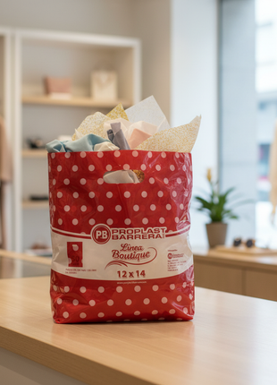 Bolsa Boutique roja en uso