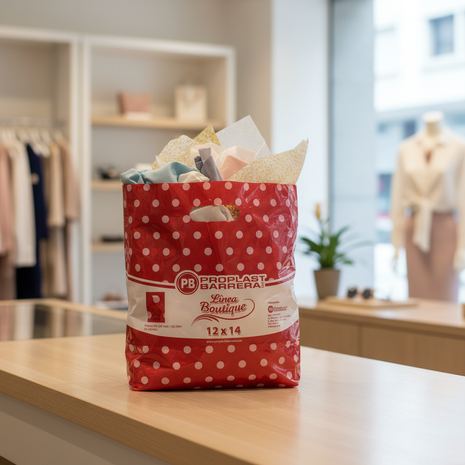Bolsa Boutique roja en uso