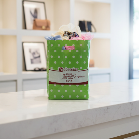 Bolsa Boutique verde en uso
