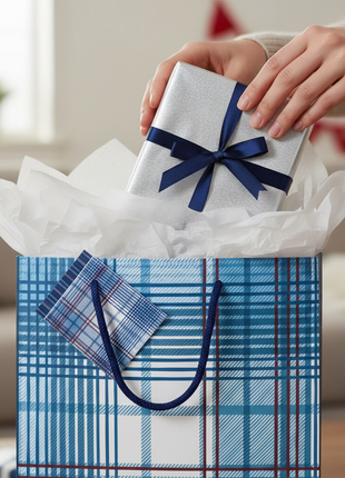 Bolsa regalo azul tartan lifestyle regalo