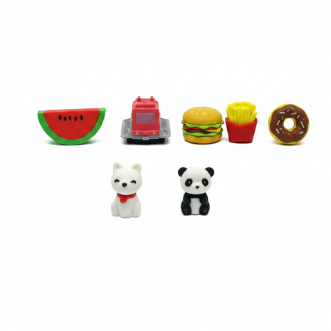 Borradores kawaii diseños surtidos sandía hamburguesa tranvía donut perrito panda