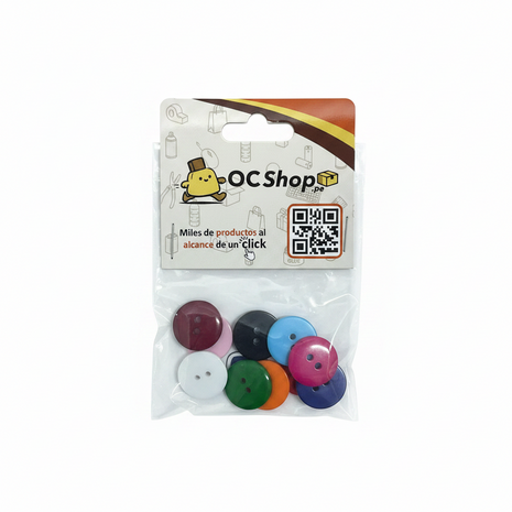 OC Shop botones medianos x10 colores surtidos costura manualidades dos agujeros

