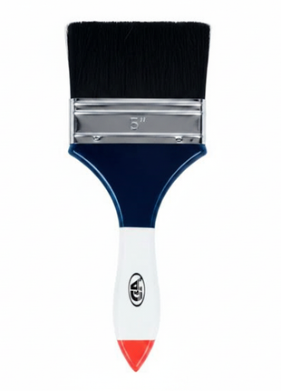 Brocha de nylon 5" C&A mango madera blanco con grip azul y punta roja, cerdas negras densas, pintura profesional

