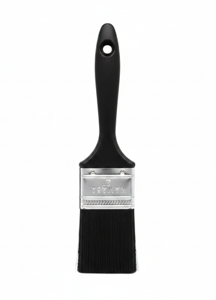 Brocha de nylon mango plástico negro con virola plateada y cerdas negras densas, pintura profesional

