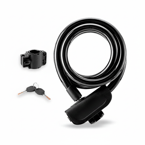 Cadena de seguridad espiral para bicicleta con llave y soporte – antirrobo resistente para ciclismo urbano – Envíos express

