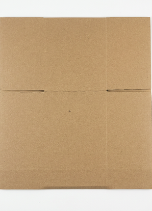 Caja de cartón plegada en vista cenital