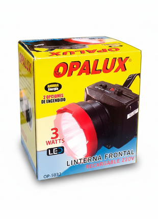 Caja Linterna Frontal OPALUX fondo blanco