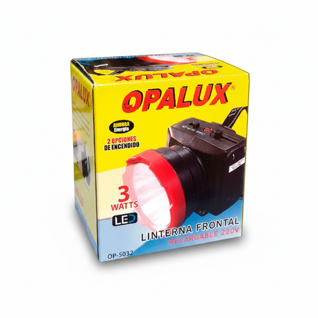 Caja Linterna Frontal OPALUX fondo blanco