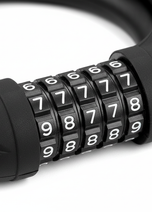 Macro del dial de combinación de 5 dígitos de candado de cable negro, mecanismo preciso y resistente