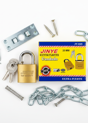 Candado Jinye Extra Fuerte 25mm con llaves y caja – kit de seguridad resistente para hogar e industria – Envíos express

