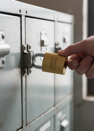 Candado Jinye 25mm en uso – cierre seguro para lockers, portones y almacenes con arco endurecido – Envíos express

