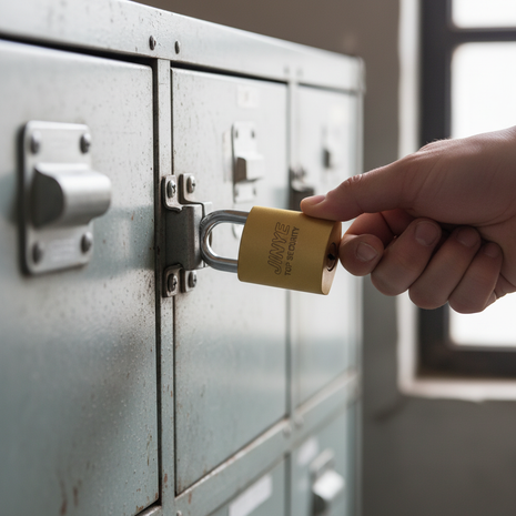 Candado Jinye 25mm en uso – cierre seguro para lockers, portones y almacenes con arco endurecido – Envíos express

