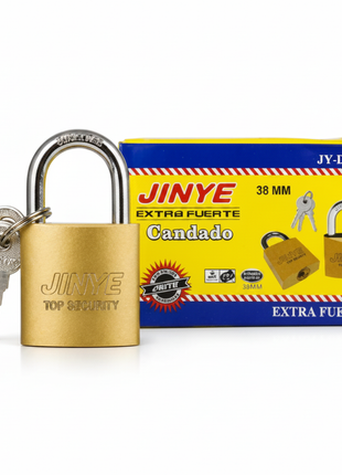 Candado Jinye Extra Fuerte JY-D38 38mm latón con llaves – seguridad robusta para portones, rejas y almacenes – Envíos express

