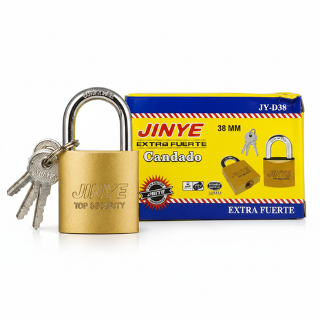 Candado Jinye Extra Fuerte JY-D38 38mm latón con llaves – seguridad robusta para portones, rejas y almacenes – Envíos express

