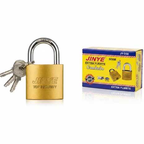 Candado Jinye Extra Fuerte JY-D50 50mm latón con llaves – máxima seguridad para portones industriales y almacenes – Envíos express

