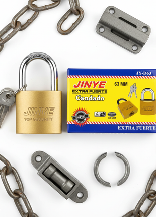 Candado Jinye Extra Fuerte 63mm con llaves y caja – protección industrial de máximo nivel para comercio y logística – Envíos express

