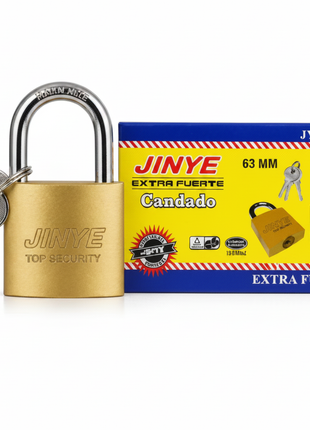 Candado Jinye Extra Fuerte JY-D63 63mm latón con llaves – seguridad máxima para contenedores y accesos industriales – Envíos express

