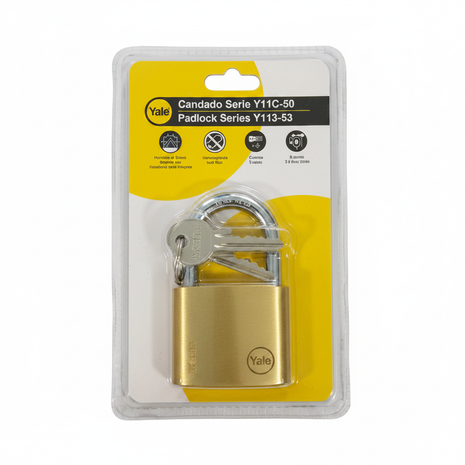 Candado de latón dorado en blíster con llaves – seguridad confiable para puertas, rejas y casilleros – Envíos express

