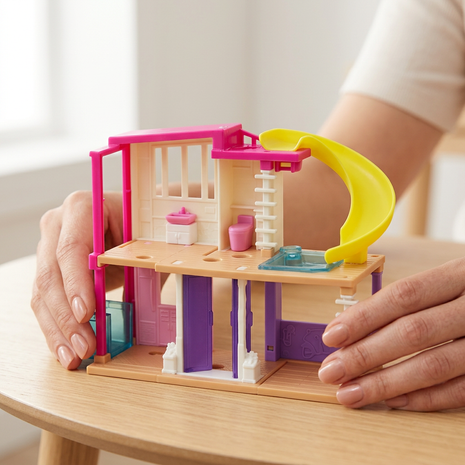 Casita Mini BarbieLand sobre una mesa