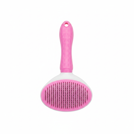 Cepillo mascotas rosa flat lay