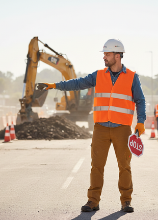 Chaleco Seguridad Naranja en uso - lifestyle