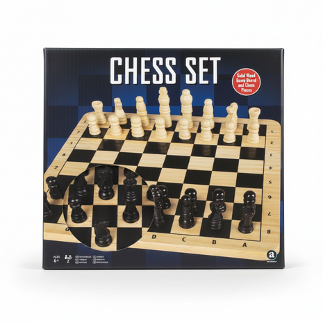 Chess Set tablero madera sólida piezas negro y natural ajedrez clásico 2 jugadores