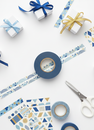 Cinta de agua delgada decorativa azul – rollo washi – ideal para scrapbooking, packaging y manualidades creativas

