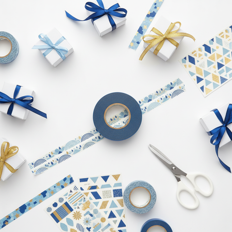 Cinta de agua delgada decorativa azul – rollo washi – ideal para scrapbooking, packaging y manualidades creativas

