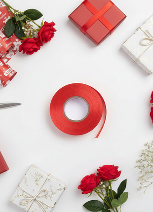 Cinta de agua decorativa roja – rollo satinado – packaging creativo – perfecta para scrapbooking y decoración artesanal

