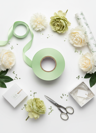 Cinta de agua decorativa verde manzana – rollo satinado – packaging creativo – perfecta para scrapbooking y decoración artesanal

