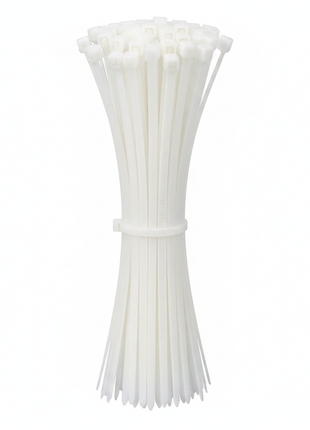 Cintillos nylon blancos 20cm – bridas de sujeción resistentes – organización de cables y mangueras – pack x100 – Envíos express

