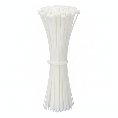 Cintillos nylon blancos 20cm – bridas de sujeción resistentes – organización de cables y mangueras – pack x100 – Envíos express

