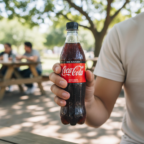 Coca-Cola Sin Azúcar 500ml en uso