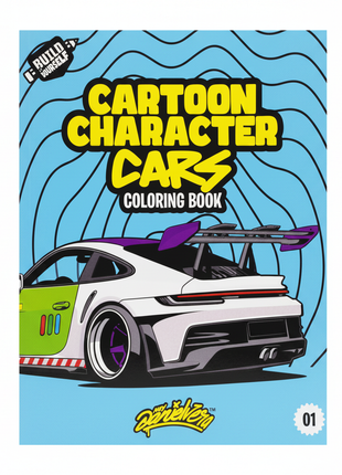 Cartoon Character Cars Coloring Book Vol.01 – libro para colorear autos – Build Yourself – niños y jóvenes