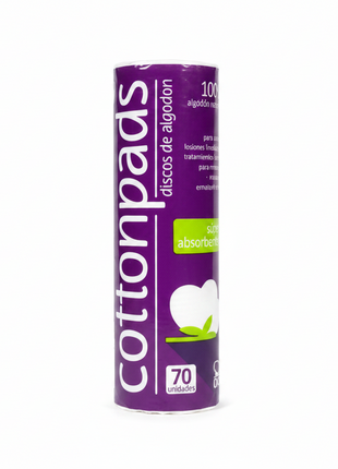 Cottonpads discos de algodón 70u súper absorbentes para desmaquillado y cuidado facial

