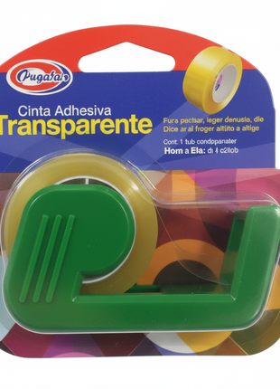 Cinta adhesiva transparente Cregolin con dispensador verde – corte fácil para oficina, hogar y manualidades – Envíos express

