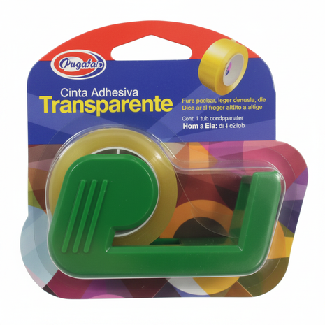 Cinta adhesiva transparente Cregolin con dispensador verde – corte fácil para oficina, hogar y manualidades – Envíos express

