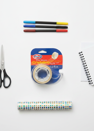 Cinta adhesiva Cregolin Cristalino con dispensador y papelería – solución práctica para escritorio y manualidades – Envíos express

