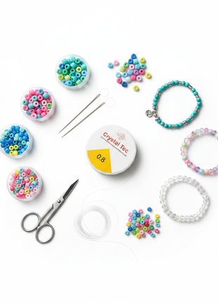 Crystal Tec hilo elástico flat lay