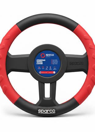 Cubre Volante SPARCO Corsa negro/rojo - fondo blanco