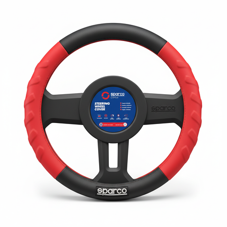 Cubre Volante SPARCO Corsa negro/rojo - fondo blanco