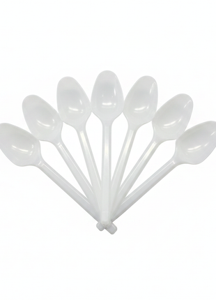 Cucharitas plásticas blancas descartables – uso único – ideales para postres helados y eventos
