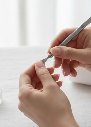 Cuticle pusher en uso