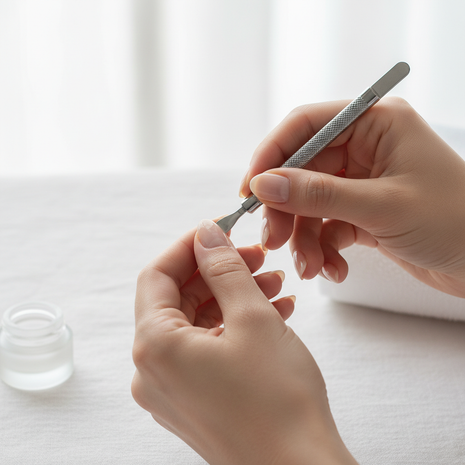 Cuticle pusher en uso