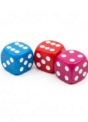 Set 3 dados D6 plástico azul rojo y morado con puntos blancos – componente esencial para juegos de mesa

